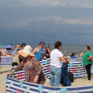 Uczestnicy wyjazdu nad morze, Stegna 04.07.2022 r. (na plaży)